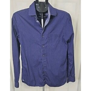 Men's American Eagle XS Slim Fit Dark Blue/Purple Button-Down Long-Sleeve Shirt